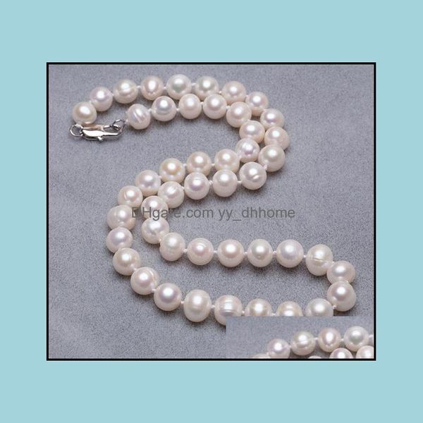 Collares con cuentas Colgantes Joyería 7-8 mm Blanco Mar del Sur Collar de perlas naturales 18 pulgadas S925 Sier Drop Entrega 2021 0Ybxh