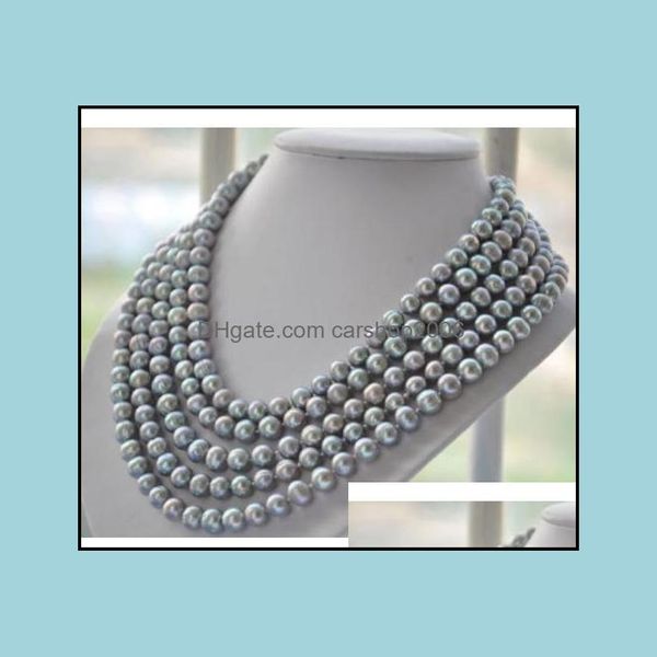 Collares de cuentas Colgantes Joyería 8-9 mm Natural Tahitian Sier Collar de perlas grises 60 pulgadas 925 Aessories Entrega de gotas 2021 Uydqo