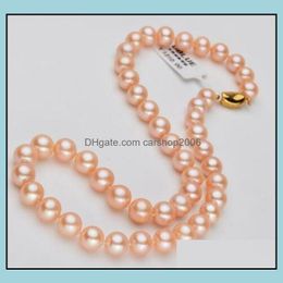 Colliers de perles pendentifs bijoux 9-10 mm collier de perles naturelles 18 pouces fermoir en or 14 carats cadeau pour femme livraison directe 2021 Fqfxt