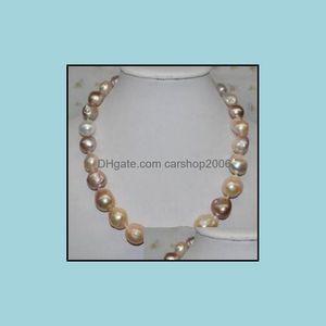 Colliers de perles pendentifs bijoux classiques 11-1m Collier de perles naturel South Sea Baroque Gold 18inch 14K fermoir Livraison 2021 9ZH81