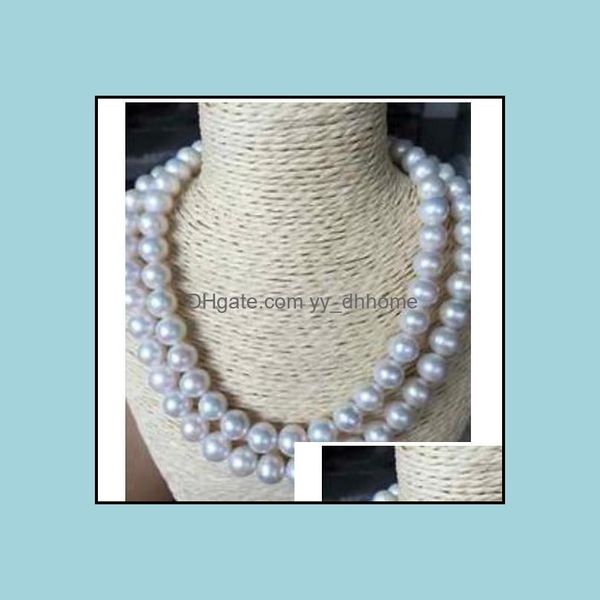 Colliers de perles pendentifs bijoux doubles brins 10-11 mm rond naturel mer du Sud collier de perles blanches 18 pouces 19 pouces fermoir en or 14 carats goutte De