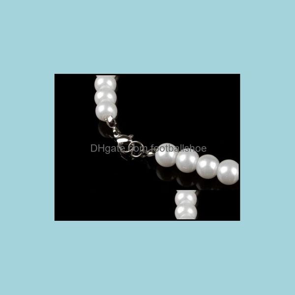 Colliers de perles Pendentifs Bijoux Jg! Chic Single Strand Faux Imitation Pearl 6Mm Bib Statement Collier Bijoux Cadeau Mode Femmes Sho