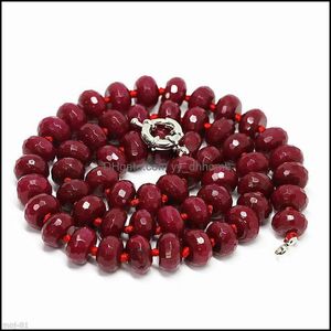 Colliers de perles Pendentifs Bijoux Naturel 8X10Mm Brésil Rouge Rubis À Facettes Rondelle Gemmes Collier De Perles 18 Drop Delivery 2021 956El