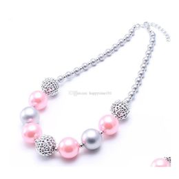 Kralen kettingen Pretty Pinkaddsier Kleur Kid Chunky Necklace Est Arrivel Fashion Bubbleegume Bead Sieraden voor Baby Girl Drop Dhw2l