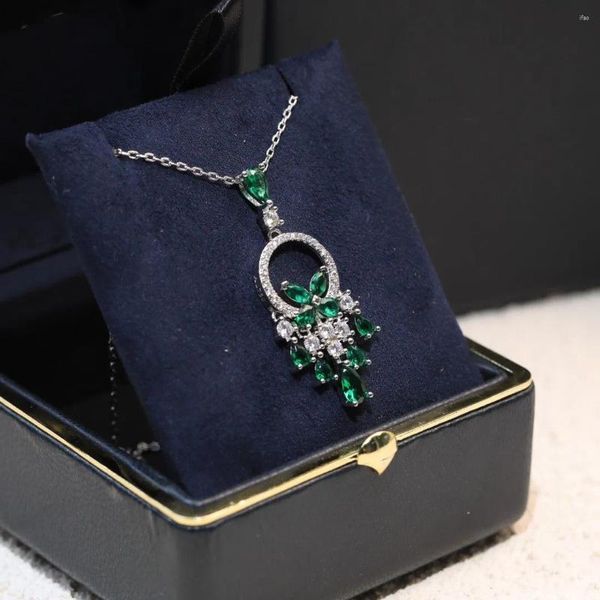 Colliers de perles S925 argent incrusté naturel émeraude collier collier chaîne à la mode exquis Noble élégant femmes Style Super beau