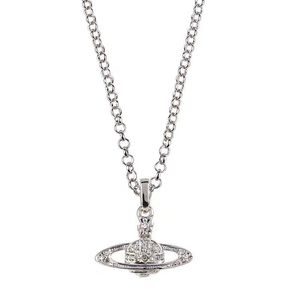 Collares De Cuentas Collar Curvo De Saturno Collar De Tenis De Perlas Y Diamantes Cadenas De Plata Para Mujer Estilo Vintage De Moda