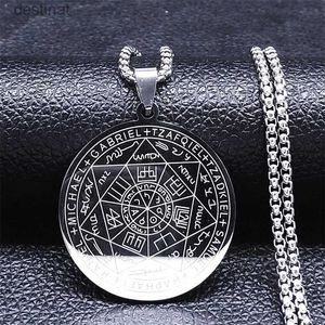 Colliers perlées sept archanges Amulet Colliers en acier inoxydable Sceau de collier de talisman Salomon Collier Collier Hombre N1162S2L231225