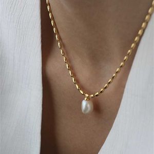Colliers de perles en titane avec des perles en or 18 carats Chian Real Pearl Choker Collier Designer t Show Runway Robe Rare Ins Japon Coréen Boho Top 230613