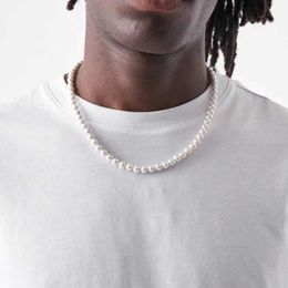 Colliers De Perles À La Mode Imitation Perles Collier Hommes À La Main Classique Largeur 6810mm Perle Perles Collier Pour Hommes Bijoux Cadeau Z0323