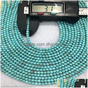 Colliers de perles Colliers de perles turquoise 2 mm M optimisé pierre naturelle bijoux de mode cadeau pour hommes femmes perles collier Bracelets Dhnzz