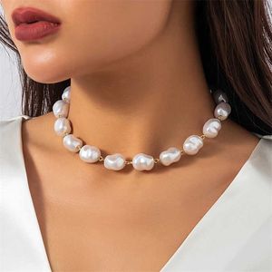 Colliers de perles Unique Irrégulier Baroque Perle Perle Collier Ras Du Cou pour Femmes Mer Mariée Vintage Kpop Clavicule Chaîne Esthétique Cou Accessoires 230613