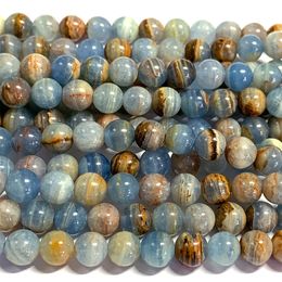 Colliers de perles Veemake Blue Calcite Collier à faire soi-même Bracelets Boucles d'oreilles Pierres précieuses naturelles Cristal Boule ronde Perles en vrac pour la fabrication de bijoux 07035 230306