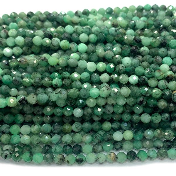 Veemake émeraude pierres naturelles pierres précieuses collier à faire soi-même Bracelets boucles d'oreilles anneau facettes perles rondes pour la fabrication de bijoux 230320