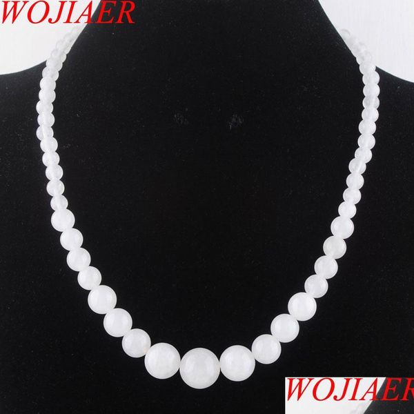 Colliers de perles Pierre gemme blanche 6-14 mm perles rondes graduées collier femme 17,5 pouces bijoux brin F3017 livraison directe 2 Bdehome Dhme5