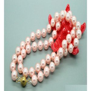 Colliers de perles en gros noués à la main 8 mm collier de perles de coquillage rose 63 cm bijoux de mode 2Lot4351420 livraison directe bijoux colliers Dhtrf