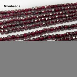 Kralen kettingen groothandel natuurlijk 4 mm-0.2 rood granaat gefacetteerde vierkante losse kralen voor sieraden maken doe-het-zelf armbanden ketting mikubeads 221207