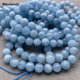 Kralen kettingen groothandel natuurlijk 6 mm 8 mm aa aquamarine gladde ronde losse kralen voor sieraden maken doe -het -zelf armbanden ketting 221207