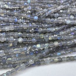 Colliers de perles en gros naturel A 4mm Labradorite facettes carrées perles en vrac pour la fabrication de bijoux bracelets à bricoler soi-même collier Mikubeads 230320