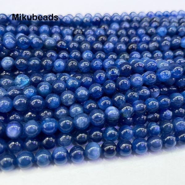 Colliers de perles en gros naturel A 556mm Kyanite lisse ronde perles en vrac pour la fabrication de bijoux Bracelet collier bricolage 230320