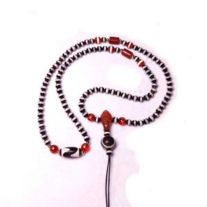 Colliers de perles Xizang Black / White Ligne 1 / Sky Eye / Tiger Tooth Tome Agate Dzi Perles Natural Red Agate pierre sculptée 108 Perles Collier D240514