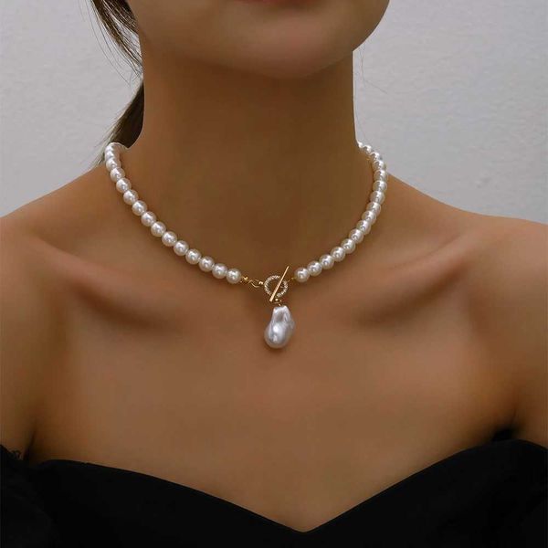 Colliers en perles ywzixln tendance élégante bijourie mariage grand collier de pellicule de perle
