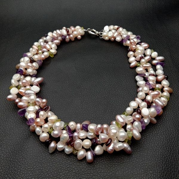 Colliers en perles Yygem 4 brins 19 '' Collier Garnet Amethyst perle 230428