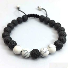 Bracelet de lacets de tigre de 8 mm de 8 mm avec des bracelets d'énergie noire de lave noire noire Bracelets pour les femmes Drop Livilor 2 DH41O