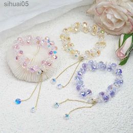 Perlé nouveau Bracelet en cristal artificiel d'autriche mode perles de pierre brillante élasticité corde brin bracelets pour femme bijoux YQ240226