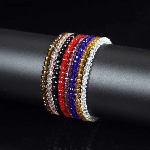 Beaded Nouvelle élasticité 4MM noir blanc rouge bleu cristal perles Bracelet pour femmes 2022 mode verre perlé Bracelet à breloques Pulseras Mujer YQ240226