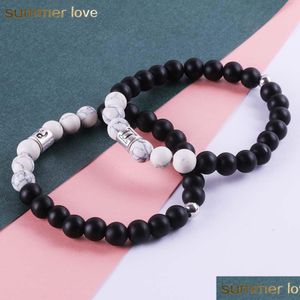 Perlé Nouvelle Mode 12 Constellation Matte Agate 8Mm Bracelets De Perles Pour Hommes Femmes Blanc Howlite Perles Scorpion Bodhi Stretc Dhgarden Dhjrc