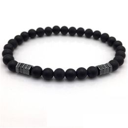 Perlé Nouvelle Mode Pierre Perle Charme Bracelet Hommes Bijoux 6 Mm Mat Avec Colonne Hématite Pour Cadeau Drop Delivery Bracelets Dhgarden Dhqey