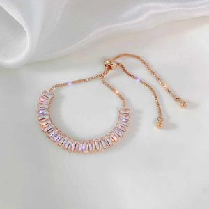 Bracelet en or rose en or de nouvelles en perles pour le bracelet à charme carré de cristal en crist