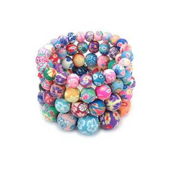 Nouveau Fimo Impression Perles Chaînes Bracelets Pour Femmes 8-14 Mm Fleur Doux Y Perles Wrap Bracelet Mode À La Main Bijoux De Bricolage Jewelr Dhu2Q