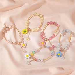 Beaded New Style Popcorn Crystal Bracelet Womens Little Daisy Flower Beste Vriend Sieraden Drop Delivery Armbanden Dh31I