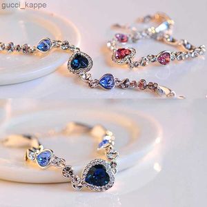 Kralen nieuwe vrouwen luxe gelukkige armband voor vrouwelijk blauw kristal hart bedel armband vrouwen bruids bruidsbetrokkenheid fijn sieraden cadeau