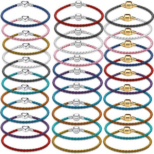 Bracelets de chaîne en cuir PU en perles Fit Bracelet de charme de bricolage d'origine pour femmes Bijoux Making Gift Dropshipping 240423