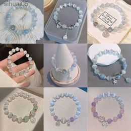 Bracelet en cristal de clair de lune, opale perlée, trésor de mer, Bracelet élastique de luxe léger pour filles et femmes, accessoires de bijoux YQ240226