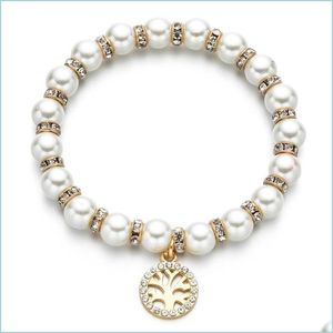 Bracelets de perles perlées pour femme, manchette, cadeau d'anniversaire, bijoux de luxe, pendentif arbre de vie, livraison directe Dhtlx