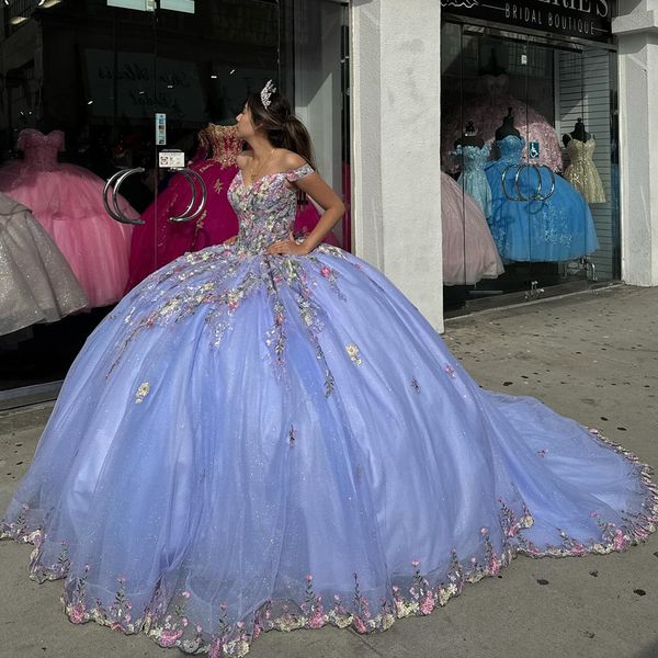 Perles perlées colorées Applqiues dentelle Quinceanera robes robe de bal épaule bal soirée fête Pageant robes d'anniversaire robe 2024