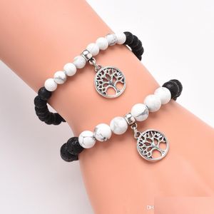 Perles Pendentif Bracelet Hommes Et Femmes Pierre Volcanique Pin Blanc Personnalité Arbre De Vie Signification Poignet Bijoux Drop Delivery Bracelet Dhspr