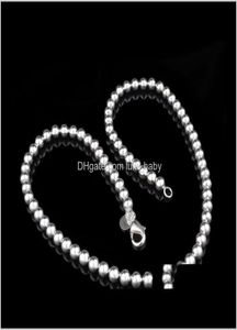 Pendants perlées Livraison 2021 Bijoux avec 6 mm 4 mm Sterling Ball Numéro 8 mm 10 mm Sliver 925 Colliers de chaînes rondes solides 9899026