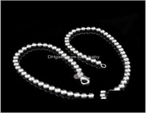 Pendants perlées Livraison 2021 Bijoux avec 6 mm 4 mm Sterling Ball Numéro 8 mm 10 mm Sliver 925 Colliers de chaînes rondes solides 3670558