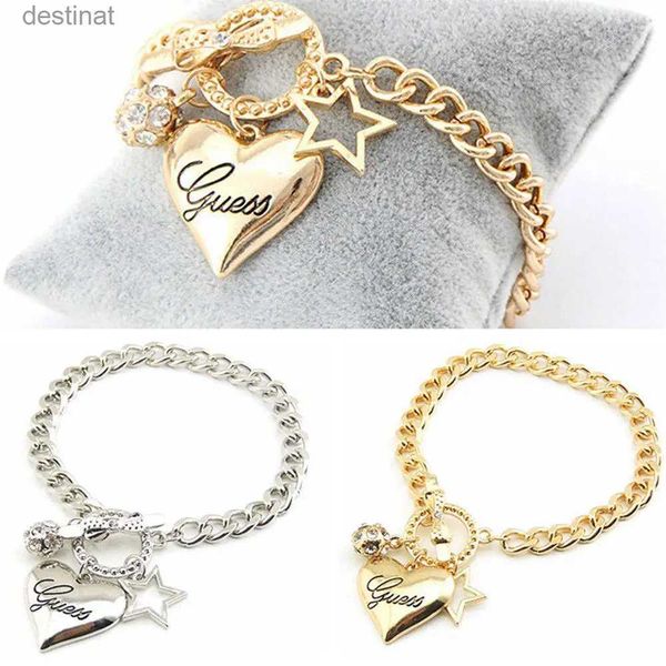 Pentagrama con cuentas Pulsera de corazón Cadena de cristal Moda Mujer Salvaje Simple Regalo del día de San Valentín Color sólido Pulseras de cristal de todo fósforoL24213