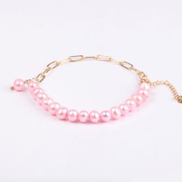 Bracelet de brin de perles d'eau douce de pomme de terre perlée perles colorées et chaîne à demi-lien bracelet souhait d'amour pour les femmes bijoux cadeau de fête Drop Dh3Yt