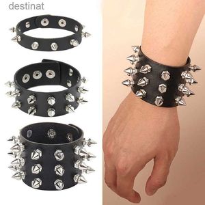 Kralen Pu Leer Bezaaid Armband Choker Punk Spike Klinknagels Manchet Metalen Zwarte Polsband Verstelbare Manchet BangleL24213