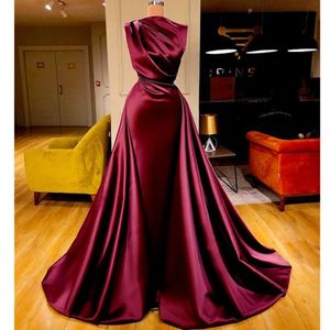 Beaded Red Prom Dresses Long 2022 Elegante Dubai Mode Modeste Hoge Hals Prom Jurken Robe de Soiree 2022