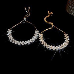 Bracelet de Type traction géométrique en strass perlé pour femmes, personnalité de la mode, bracelets porte-bonheur, tempérament, bijoux de mariage, vente en gros, YQ240226