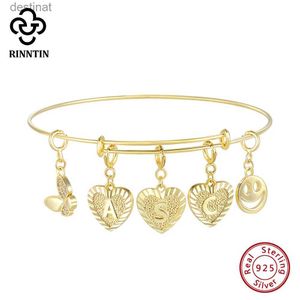 Perlé Rinntin 925 en argent Sterling bricolage lettre initiale Bracelet pour les femmes mode personnalisé nom symbole Bracelet bijoux cadeau SB169L24213