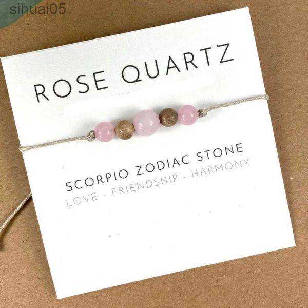 Bracelet du zodiaque en perles Scorpion, Quartz Rose, perle d'amitié, bijoux de guérison en cristal pour femmes et hommes, cadeau d'anniversaire du zodiaque YQ240226