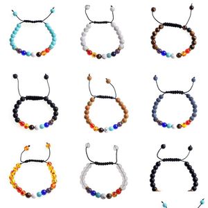 Perlé Sept Chakra Bracelets Hommes Et Femmes Personnalité De La Mode Aromathérapie Huile Essentielle Diffuseur Bracelet Corde Tressée Drop Deliv Dhlhi